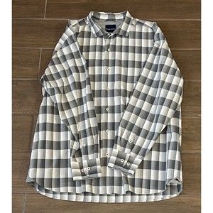 Tommy Bahama Mens Shirt XL Gray Gingham Check Cotton Casual Button Up